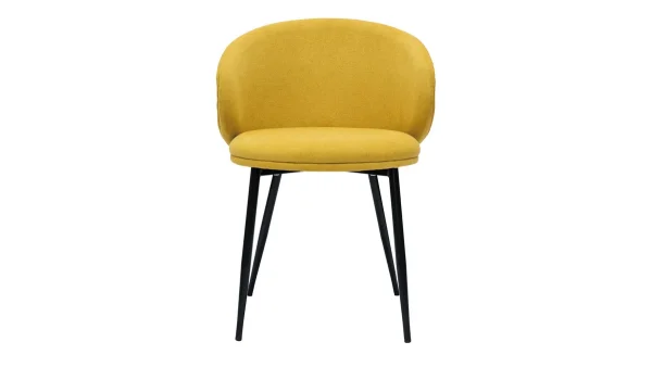 Chaises Design En Tissu Effet Velours Jaune Moutarde Et Métal Noir (lot De 2) ROSALIE à prix d'occasion 3