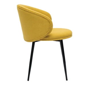 Chaises Design En Tissu Effet Velours Jaune Moutarde Et Métal Noir (lot De 2) ROSALIE à prix d'occasion 16