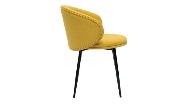 Chaises Design En Tissu Effet Velours Jaune Moutarde Et Métal Noir (lot De 2) ROSALIE 5