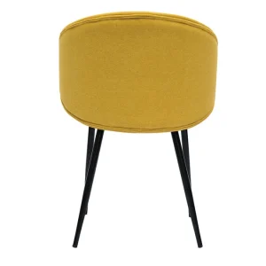 Chaises Design En Tissu Effet Velours Jaune Moutarde Et Métal Noir (lot De 2) ROSALIE à prix d'occasion 18