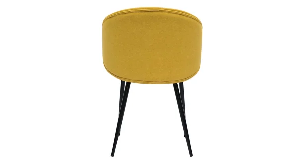 Chaises Design En Tissu Effet Velours Jaune Moutarde Et Métal Noir (lot De 2) ROSALIE à prix d'occasion 6