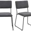 Chaises Design En Tissu Gris Et Métal Noir (lot De 2) FLORE 32