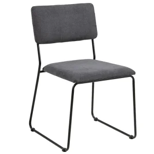 Chaises Design En Tissu Gris Et Métal Noir (lot De 2) FLORE 13