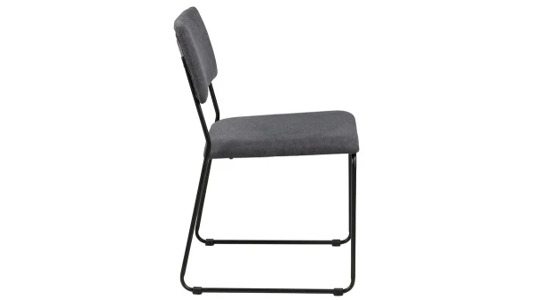 Chaises Design En Tissu Gris Et Métal Noir (lot De 2) FLORE mode pas cher 5