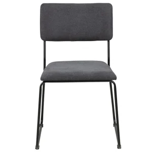 Chaises Design En Tissu Gris Et Métal Noir (lot De 2) FLORE 11