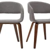 Chaises Design En Tissu Gris Et Pieds En Bois Foncé Noyer (lot De 2) SLAM soldes magasin 37