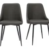 mode pas chere Chaises Design En Tissu Gris Foncé Et Métal Noir (lot De 2) CULT 31