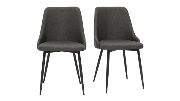 Chaises Design En Tissu Gris Foncé Et Métal Noir (lot De 2) CULT 1