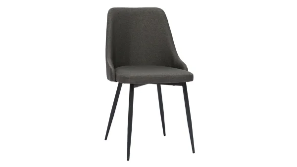 mode pas chere Chaises Design En Tissu Gris Foncé Et Métal Noir (lot De 2) CULT 4