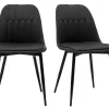 Chaises Design En Tissu Gris Foncé Et Métal Noir (lot De 2) FUSE 31