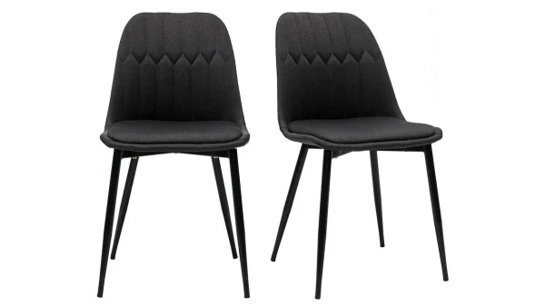 Chaises Design En Tissu Gris Foncé Et Métal Noir (lot De 2) FUSE 1