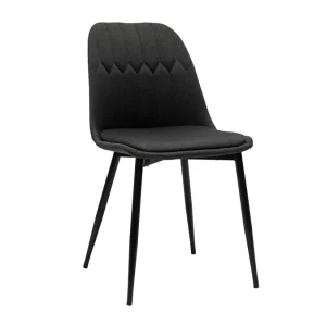 Chaises Design En Tissu Gris Foncé Et Métal Noir (lot De 2) FUSE 15