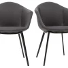 Top ventes Chaises Design En Tissu Gris Foncé Et Métal Noir (lot De 2) TAYA 32