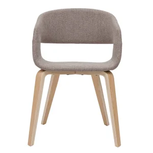 Chaises Design En Tissu Taupe Et Bois Clair Chêne (lot De 2) SLAM 11