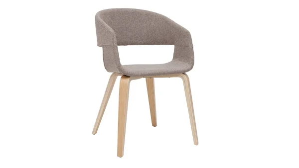 Chaises Design En Tissu Taupe Et Bois Clair Chêne (lot De 2) SLAM 4