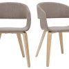 Chaises Design En Tissu Taupe Et Bois Clair Chêne (lot De 2) SLAM 23