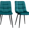 marque pas cher en ligne Chaises Design En Tissu Velours Bleu Canard Et Métal Noir (lot De 2) MAXWELL 25