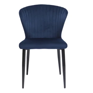 Chaises Design En Tissu Velours Bleu Et Métal Noir (lot De 2) KAYEL 12