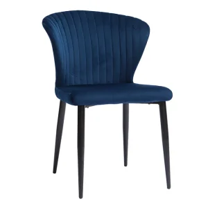 Chaises Design En Tissu Velours Bleu Et Métal Noir (lot De 2) KAYEL 14