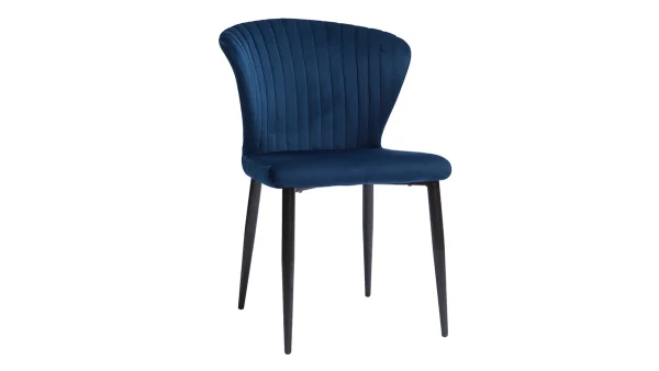 Chaises Design En Tissu Velours Bleu Et Métal Noir (lot De 2) KAYEL 4