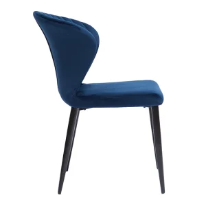 Chaises Design En Tissu Velours Bleu Et Métal Noir (lot De 2) KAYEL 16