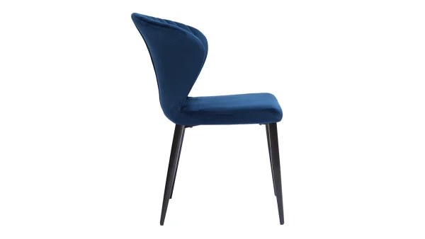 Chaises Design En Tissu Velours Bleu Et Métal Noir (lot De 2) KAYEL 5