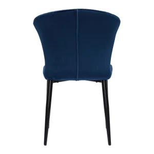 Chaises Design En Tissu Velours Bleu Et Métal Noir (lot De 2) KAYEL 18