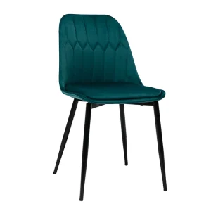 Chaises Design En Tissu Velours Bleu Pétrole Et Métal Noir (lot De 2) FUSE boutique en ligne france 15