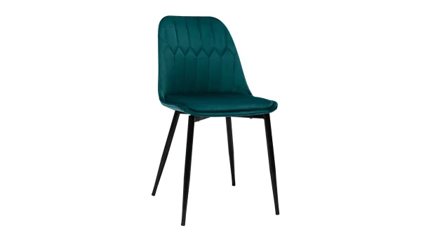 Chaises Design En Tissu Velours Bleu Pétrole Et Métal Noir (lot De 2) FUSE boutique en ligne france 4