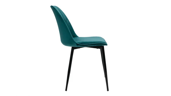 Chaises Design En Tissu Velours Bleu Pétrole Et Métal Noir (lot De 2) FUSE boutique en ligne france 5