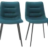 Chaises Design En Tissu Velours Bleu Pétrole Et Métal Noir (lot De 2) PARKER 25