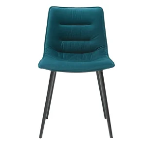 Chaises Design En Tissu Velours Bleu Pétrole Et Métal Noir (lot De 2) PARKER 14