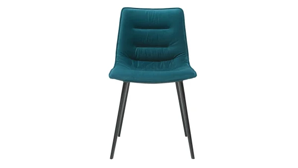 Chaises Design En Tissu Velours Bleu Pétrole Et Métal Noir (lot De 2) PARKER 3