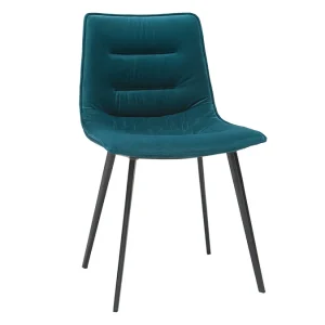 Chaises Design En Tissu Velours Bleu Pétrole Et Métal Noir (lot De 2) PARKER 16