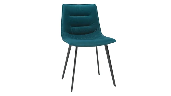 Chaises Design En Tissu Velours Bleu Pétrole Et Métal Noir (lot De 2) PARKER 4