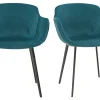 Chaises Design En Tissu Velours Bleu Pétrole Et Métal Noir (lot De 2) SAKE prix de gros 28