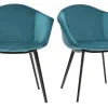 Chaises Design En Tissu Velours Bleu Pétrole Et Métal Noir (lot De 2) TAYA 29