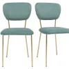 Chaises Design En Tissu Velours Gaufré Vert Céladon Et Métal Doré (lot De 2) LEPIDUS 31