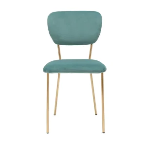 en ligne officielle Chaises Design En Tissu Velours Gaufré Vert Céladon Et Métal Doré (lot De 2) LEPIDUS 13