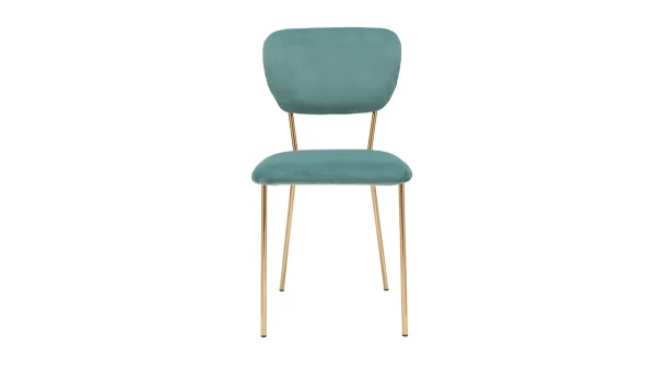 Chaises Design En Tissu Velours Gaufré Vert Céladon Et Métal Doré (lot De 2) LEPIDUS 3