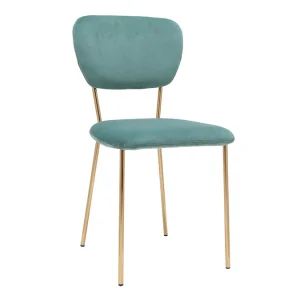 en ligne officielle Chaises Design En Tissu Velours Gaufré Vert Céladon Et Métal Doré (lot De 2) LEPIDUS 15