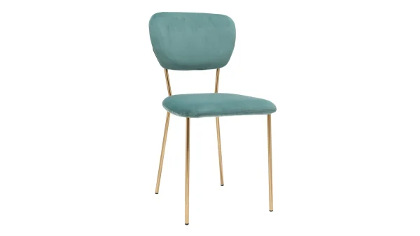 en ligne officielle Chaises Design En Tissu Velours Gaufré Vert Céladon Et Métal Doré (lot De 2) LEPIDUS 4