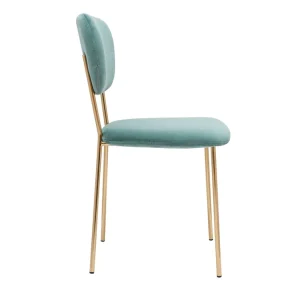 en ligne officielle Chaises Design En Tissu Velours Gaufré Vert Céladon Et Métal Doré (lot De 2) LEPIDUS 17