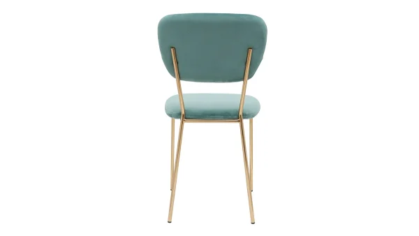 en ligne officielle Chaises Design En Tissu Velours Gaufré Vert Céladon Et Métal Doré (lot De 2) LEPIDUS 6