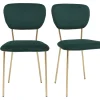 Chaises Design En Tissu Velours Gaufré Vert Foncé Et Métal Doré (lot De 2) LEPIDUS 22