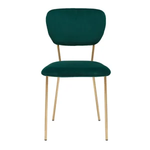 Chaises Design En Tissu Velours Gaufré Vert Foncé Et Métal Doré (lot De 2) LEPIDUS 13