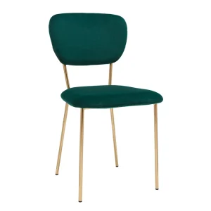 Chaises Design En Tissu Velours Gaufré Vert Foncé Et Métal Doré (lot De 2) LEPIDUS 15