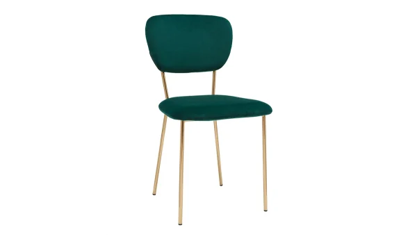 Chaises Design En Tissu Velours Gaufré Vert Foncé Et Métal Doré (lot De 2) LEPIDUS 4