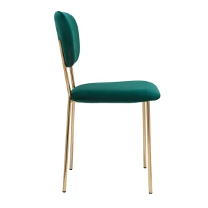 Chaises Design En Tissu Velours Gaufré Vert Foncé Et Métal Doré (lot De 2) LEPIDUS 17