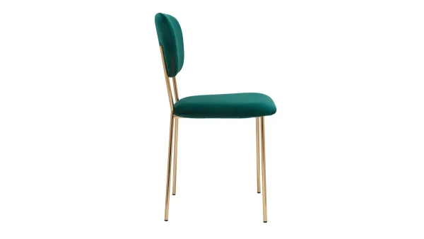 Chaises Design En Tissu Velours Gaufré Vert Foncé Et Métal Doré (lot De 2) LEPIDUS 5